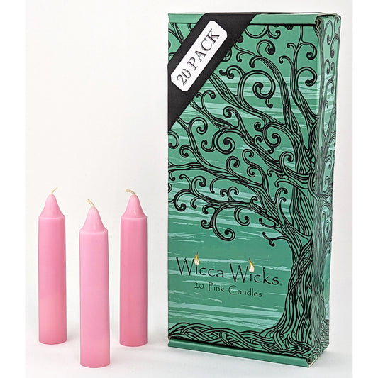 Close up image, pink candles with display box.